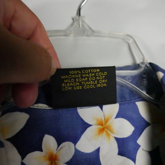 Royal Creations Mens SIze XL Hawaiian Shirt Blue Plumeria Floral Button Up VTG - Picture 5 of 11